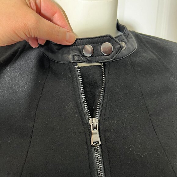 Ci Sono Black Bomber Jacket with Leather Sleeves Size M (S) - Picture 3 of 5